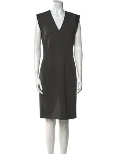 Pre-owned Sandro V-neck Knee-length Dress In Gray