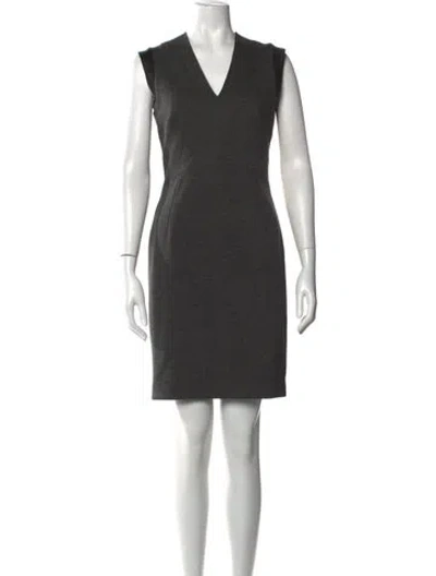 Pre-owned Sandro V-neck Knee-length Dress In Gray