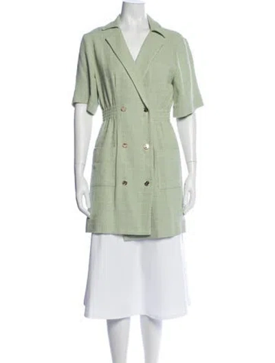 Pre-owned Sandro V-neck Knee-length Dress In Green
