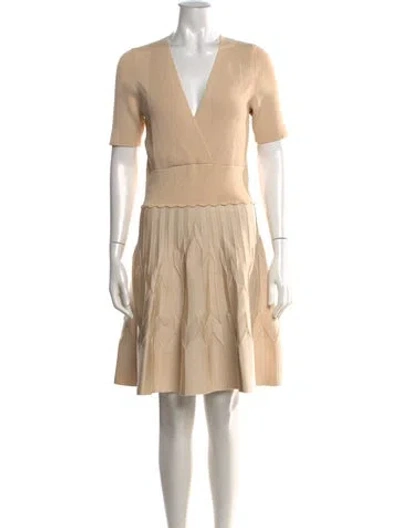 Pre-owned Sandro V-neck Knee-length Dress In Neutral