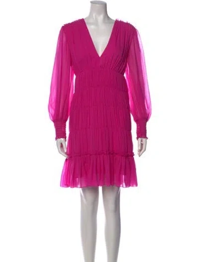 Pre-owned Sandro V-neck Knee-length Dress In Pink