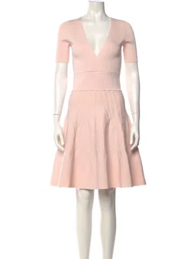 Pre-owned Sandro V-neck Knee-length Dress In Pink
