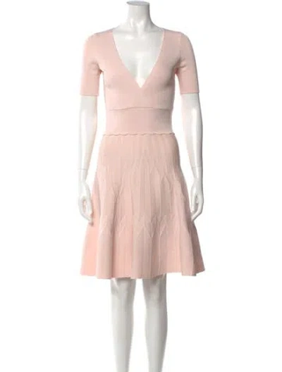 Pre-owned Sandro V-neck Knee-length Dress In Pink