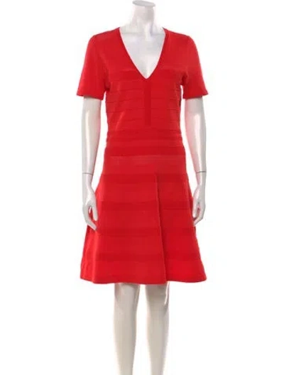 Pre-owned Sandro V-neck Knee-length Dress In Red