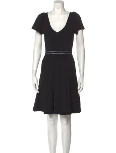 Pre-owned Sandro V-neck Knee-length Dress W/ Tags In Black