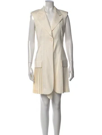 Pre-owned Sandro V-neck Knee-length Dress W/ Tags In White