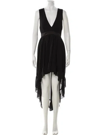 Pre-owned Sandro V-neck Long Dress In Black