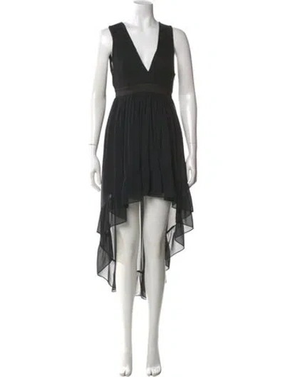 Pre-owned Sandro V-neck Long Dress In Black