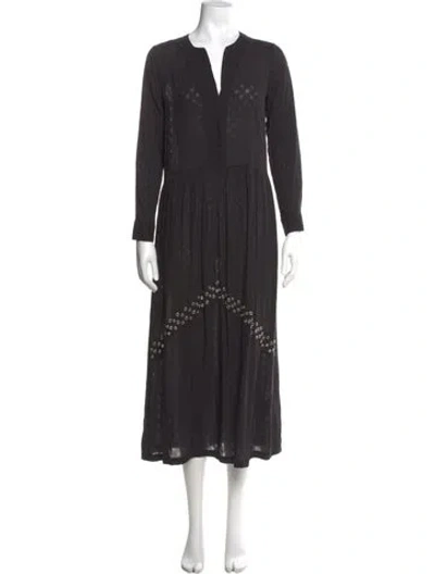 Pre-owned Sandro V-neck Long Dress In Black