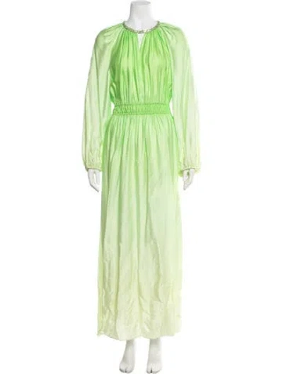 Pre-owned Sandro V-neck Long Dress In Green