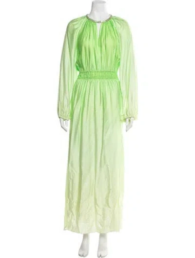 Pre-owned Sandro V-neck Long Dress In Green