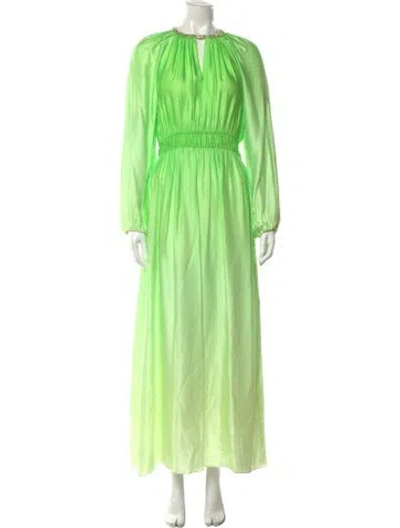 Pre-owned Sandro V-neck Long Dress In Green