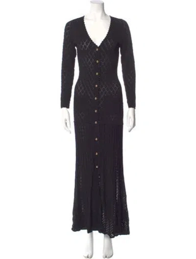 Pre-owned Sandro V-neck Long Dress In Multi