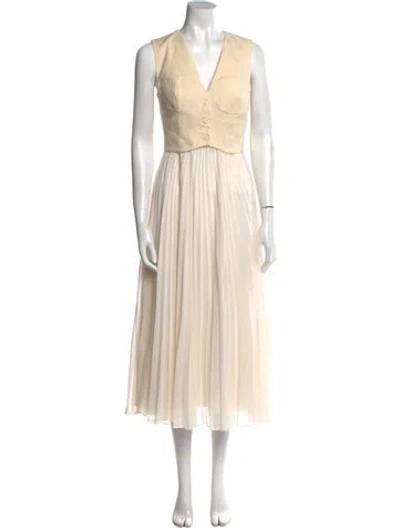 Pre-owned Sandro V-neck Long Dress In Multi