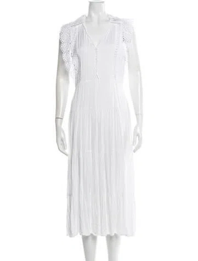 Pre-owned Sandro V-neck Long Dress In Neutral