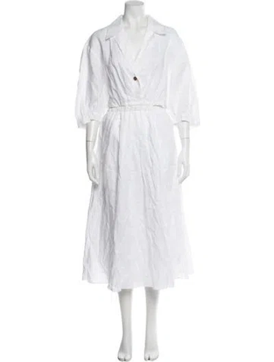 Pre-owned Sandro V-neck Long Dress In Neutral