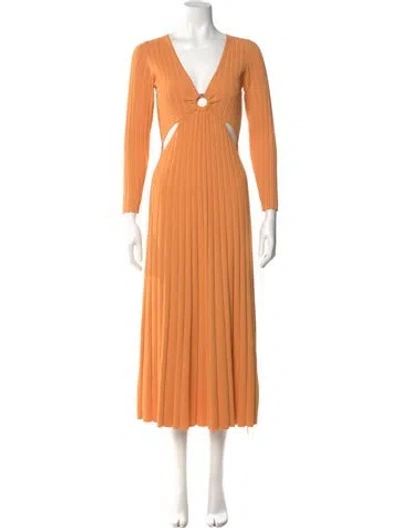 Pre-owned Sandro V-neck Long Dress In Orange