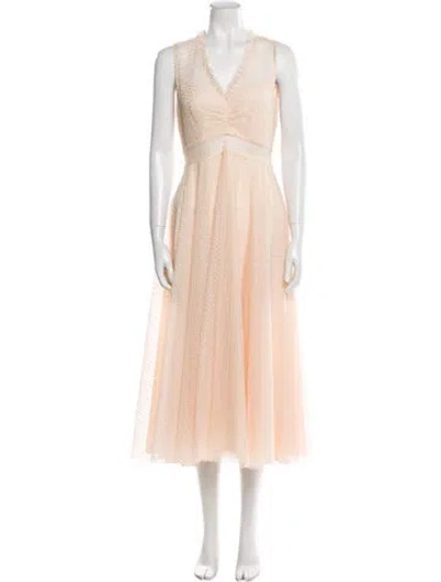 Pre-owned Sandro V-neck Long Dress In Pink