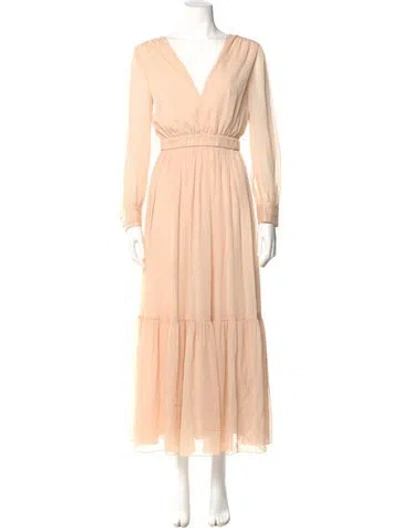 Pre-owned Sandro V-neck Long Dress In Pink