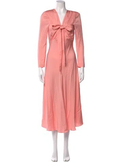 Pre-owned Sandro V-neck Long Dress In Pink