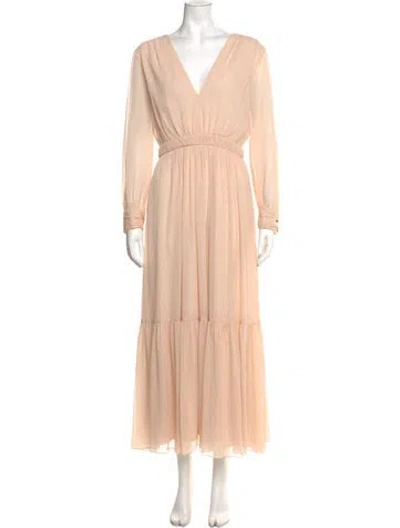 Pre-owned Sandro V-neck Long Dress In Pink