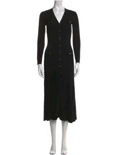 Pre-owned Sandro V-neck Long Dress W/ Tags In Black