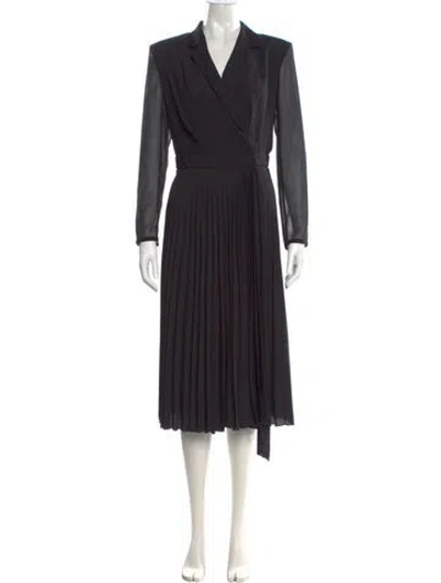 Pre-owned Sandro V-neck Long Dress W/ Tags In Black
