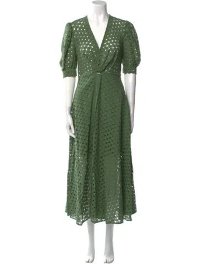 Pre-owned Sandro V-neck Long Dress W/ Tags In Green