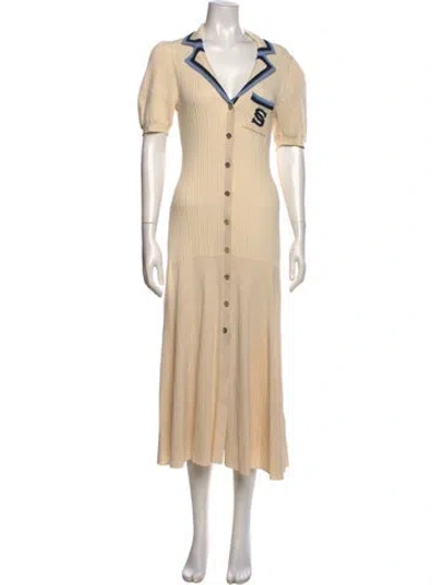 Pre-owned Sandro V-neck Long Dress W/ Tags In Neutral