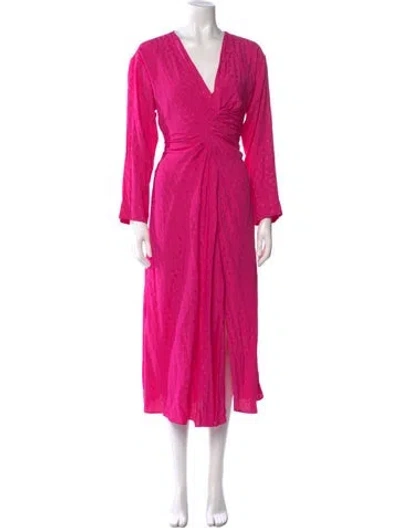 Pre-owned Sandro V-neck Long Dress W/ Tags In Pink