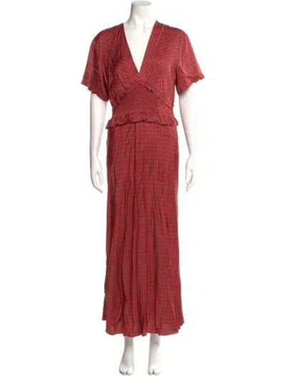 Pre-owned Sandro V-neck Long Dress W/ Tags In Red