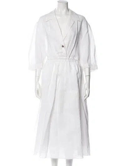Pre-owned Sandro V-neck Long Dress In White