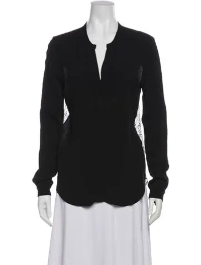 Pre-owned Sandro V-neck Long Sleeve Blouse In Gray