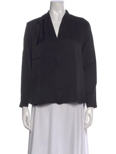 Pre-owned Sandro V-neck Long Sleeve Blouse In Gray