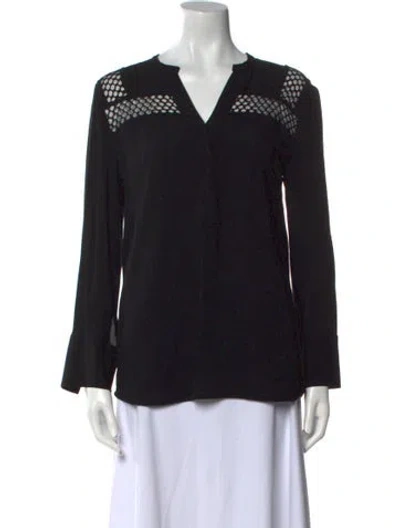 Pre-owned Sandro V-neck Long Sleeve Blouse In Multi