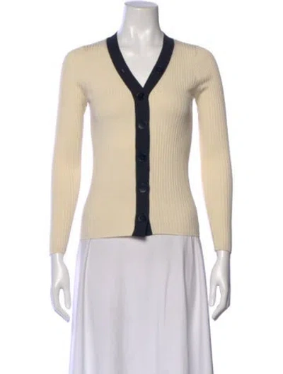 Pre-owned Sandro V-neck Long Sleeve Blouse In Neutral