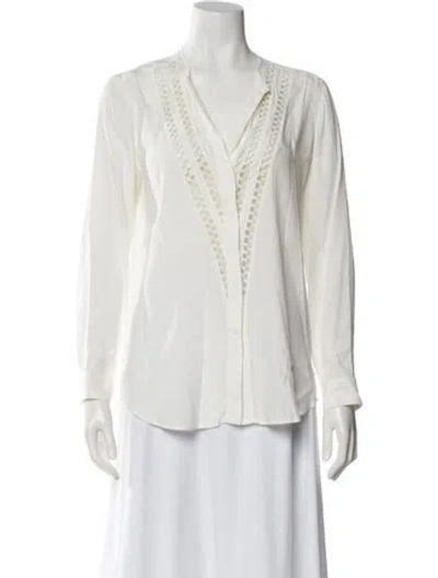 Pre-owned Sandro V-neck Long Sleeve Blouse In Neutral