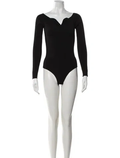 Pre-owned Sandro V-neck Long Sleeve Bodysuit In Black