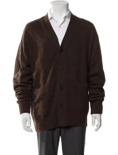 Pre-owned Sandro V-neck Long Sleeve Cardigan In Brown
