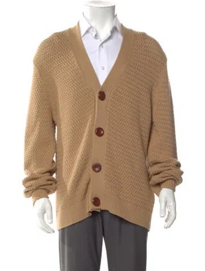 Pre-owned Sandro V-neck Long Sleeve Cardigan In Brown