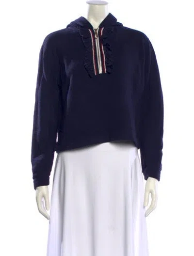 Pre-owned Sandro V-neck Long Sleeve Sweatshirt In Blue