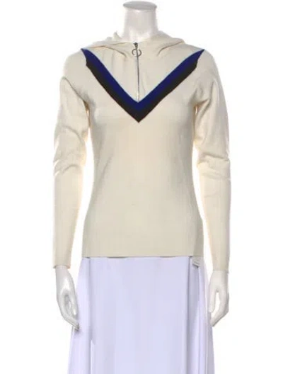 Pre-owned Sandro V-neck Long Sleeve Sweatshirt In Neutral