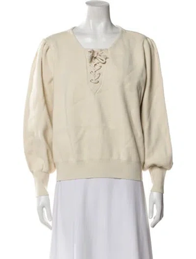 Pre-owned Sandro V-neck Long Sleeve Sweatshirt In Neutral