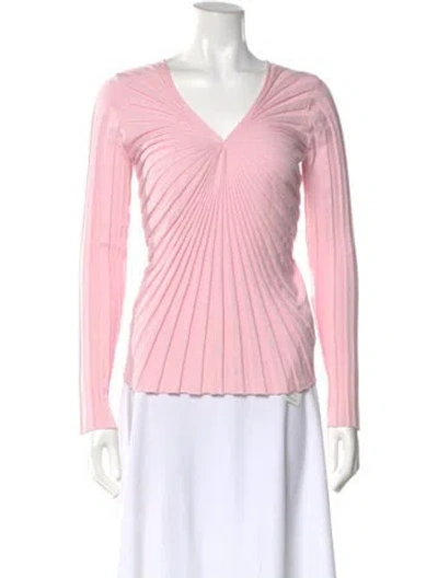 Pre-owned Sandro V-neck Long Sleeve Top In Pink