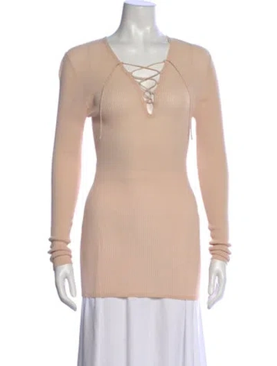 Pre-owned Sandro V-neck Long Sleeve Top In Pink