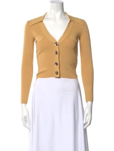 Pre-owned Sandro V-neck Long Sleeve Top In Yellow