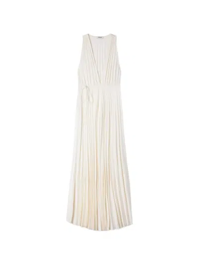 Sandro V-neck Maxi Dress In Neutral