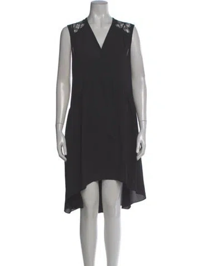 Pre-owned Sandro V-neck Midi Length Dress In Gray