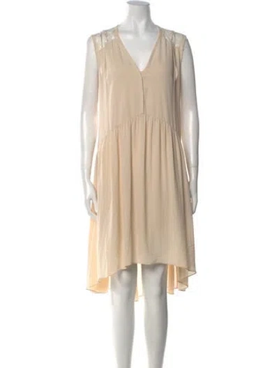 Pre-owned Sandro V-neck Midi Length Dress In Neutral