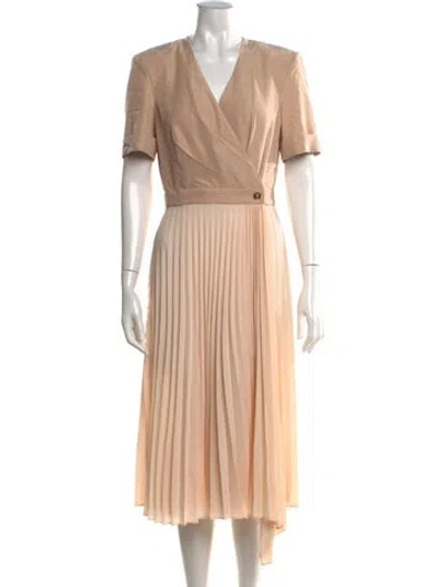 Pre-owned Sandro V-neck Midi Length Dress In Neutral